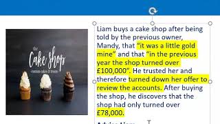 How to apply misrepresentation Liam cupcake scenario [upl. by Cressi]