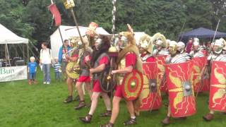 Roman Reenactment at the Amphitheatre in Caerleon Marching In [upl. by Deuno]