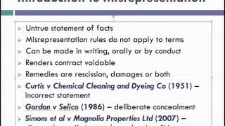 Misrepresentation Lecture 1 of 4 [upl. by Atahs900]